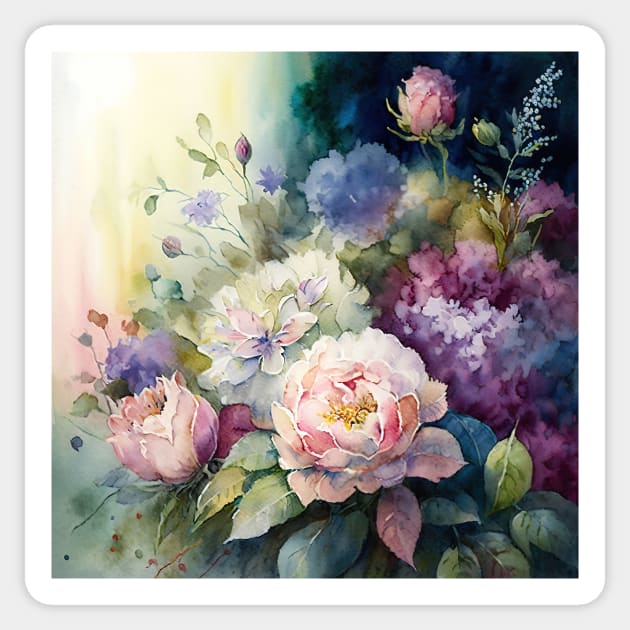 Pastel Watercolor Colorful Flowers Background Sticker by UniqueMe